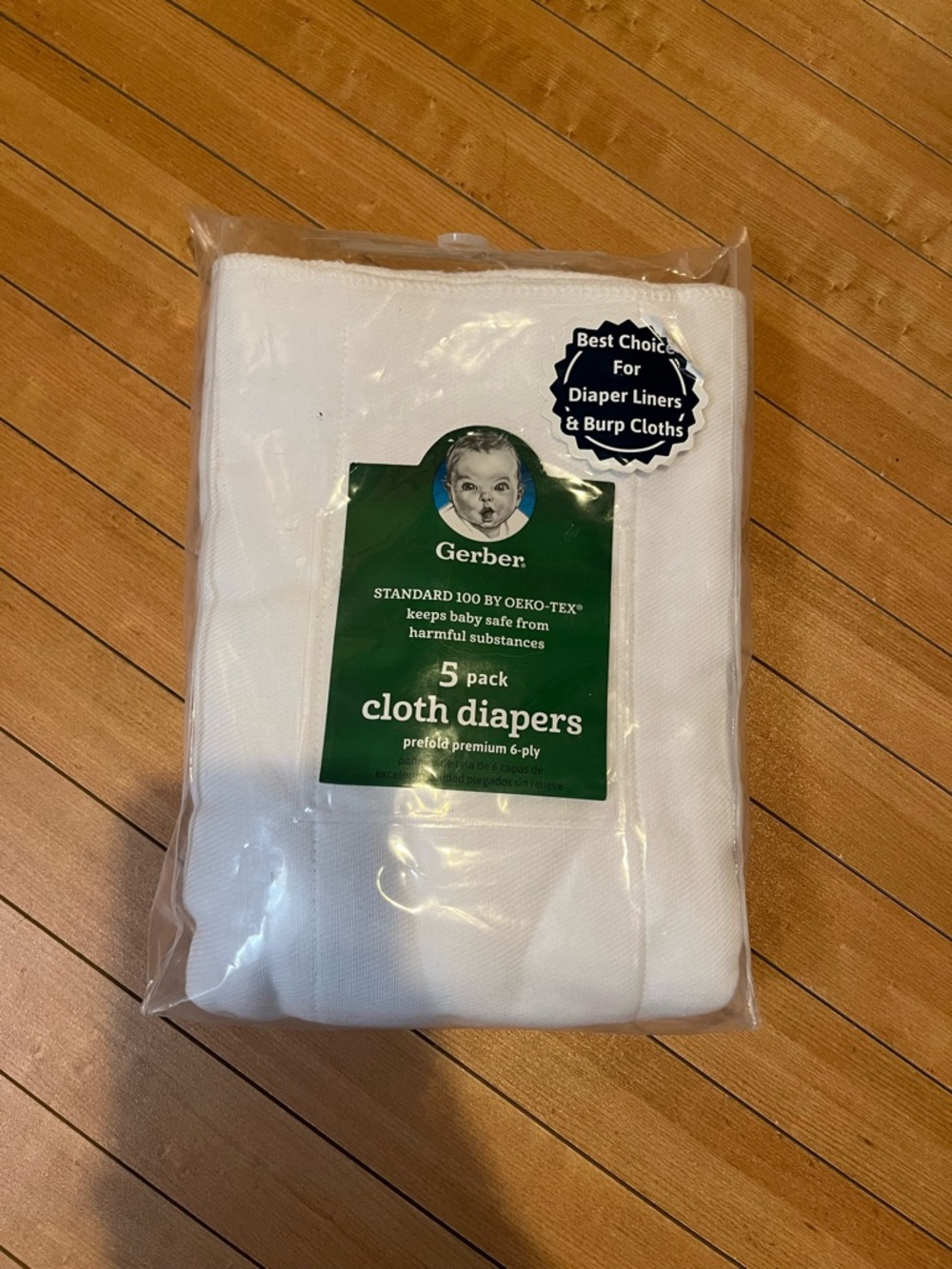 Gerber White Cloth Diapers 5-Pack